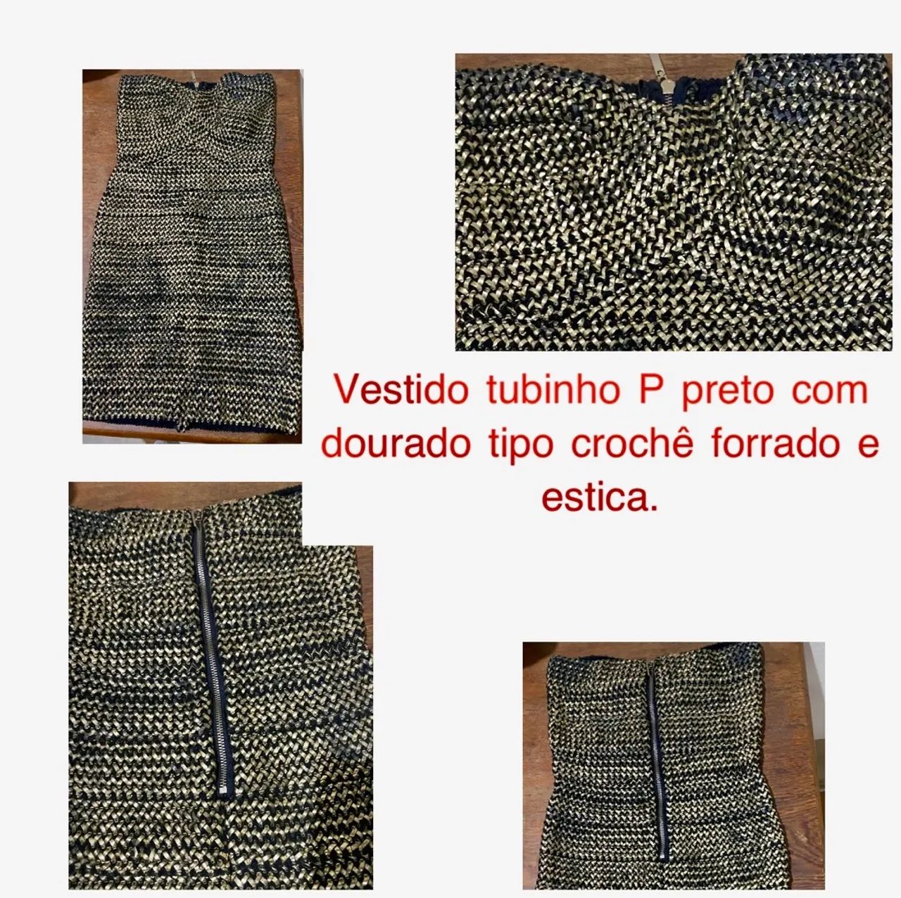 Vestido dourado com preto P tipo crochê 