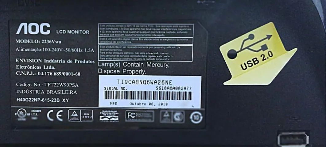 Monitor AOC 2236Vwa é um modelo LCD widescreen de 21,5 polegadas  - Foto 2