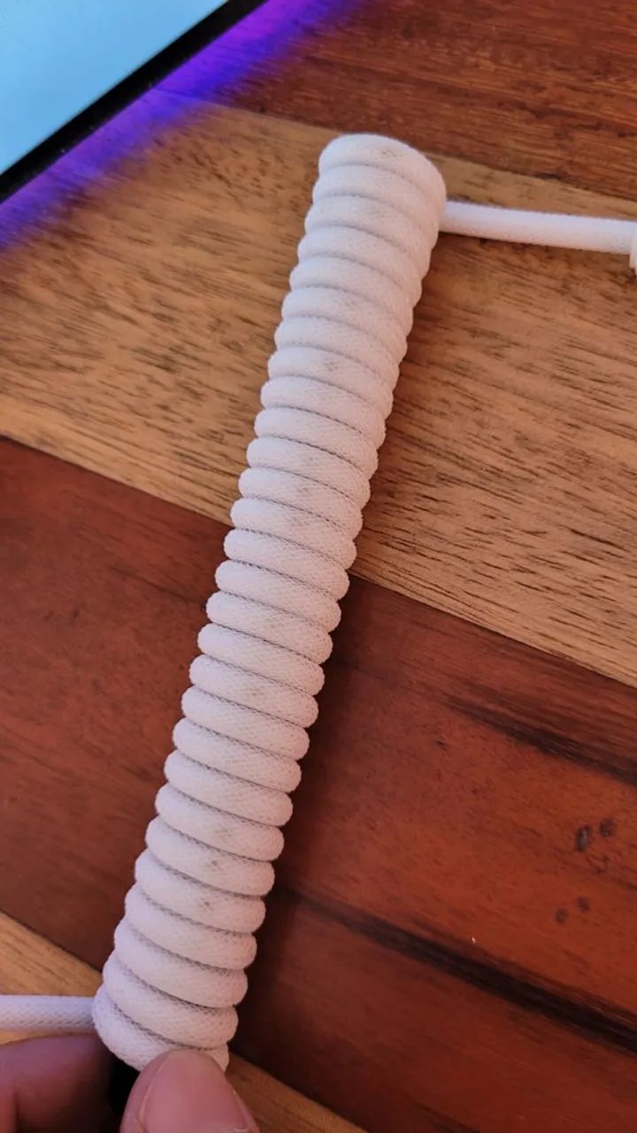 Cabo espiral branco - Cabo teclado mecânico USB - USB C - Foto 5