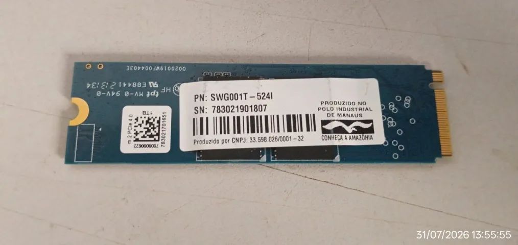 NMVE 1 TERABYTE NOVO SEM USO ZERO HORA DE USO  - Foto 2