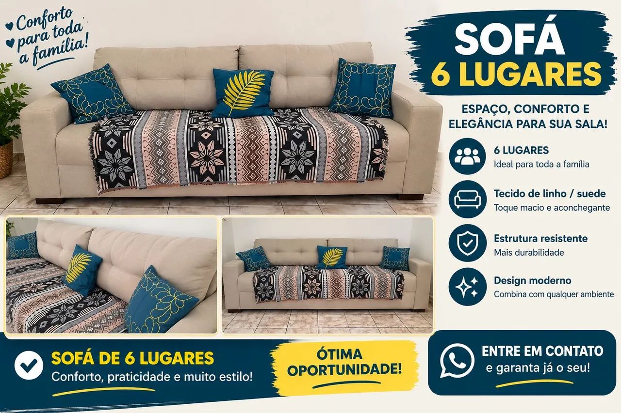 Sofa 6 lugares pouco tempo de uso - Foto 3