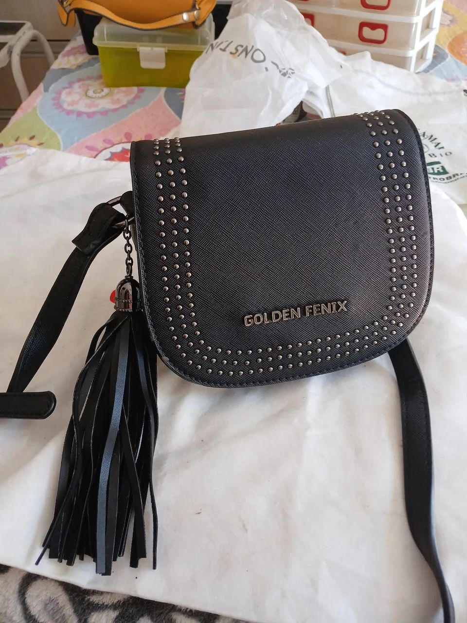 Bolsa transversal Golden fênix, preta nova  - Foto 2