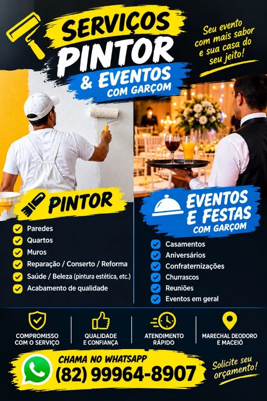 Pintor Autônomo e Garçom para Eventos e Festas