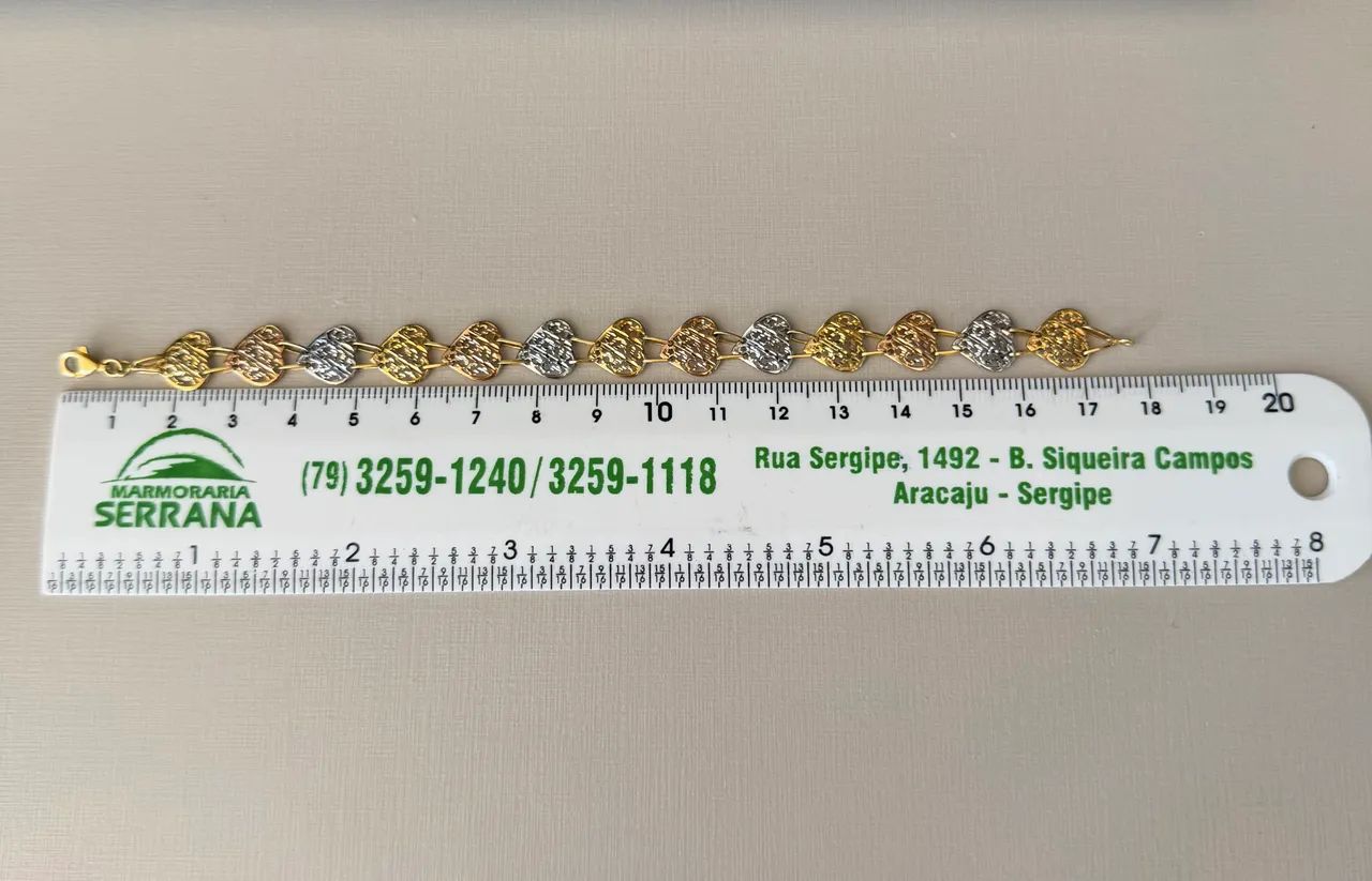 Pulseira Ouro 18 K Corações em 3 Banhos - Foto 4