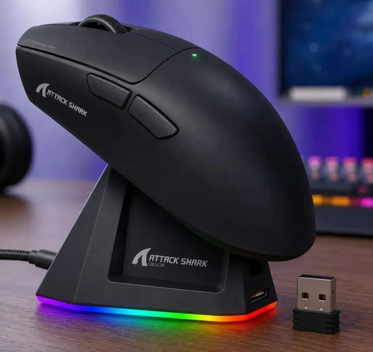 Mouse gamer attack shark x11 preto novo