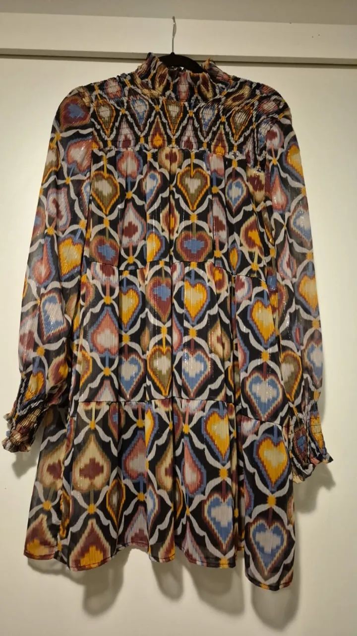 Vestido Amaro estampado ikat com lurex  - Foto 3
