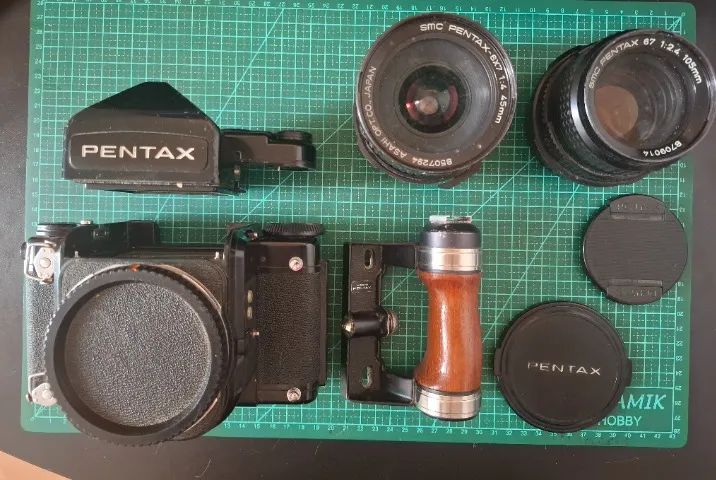 Lote de Câmera - Pentax 67, Olympus MJU, Nikon FM3A, Olympus Pen F, Lubitel
