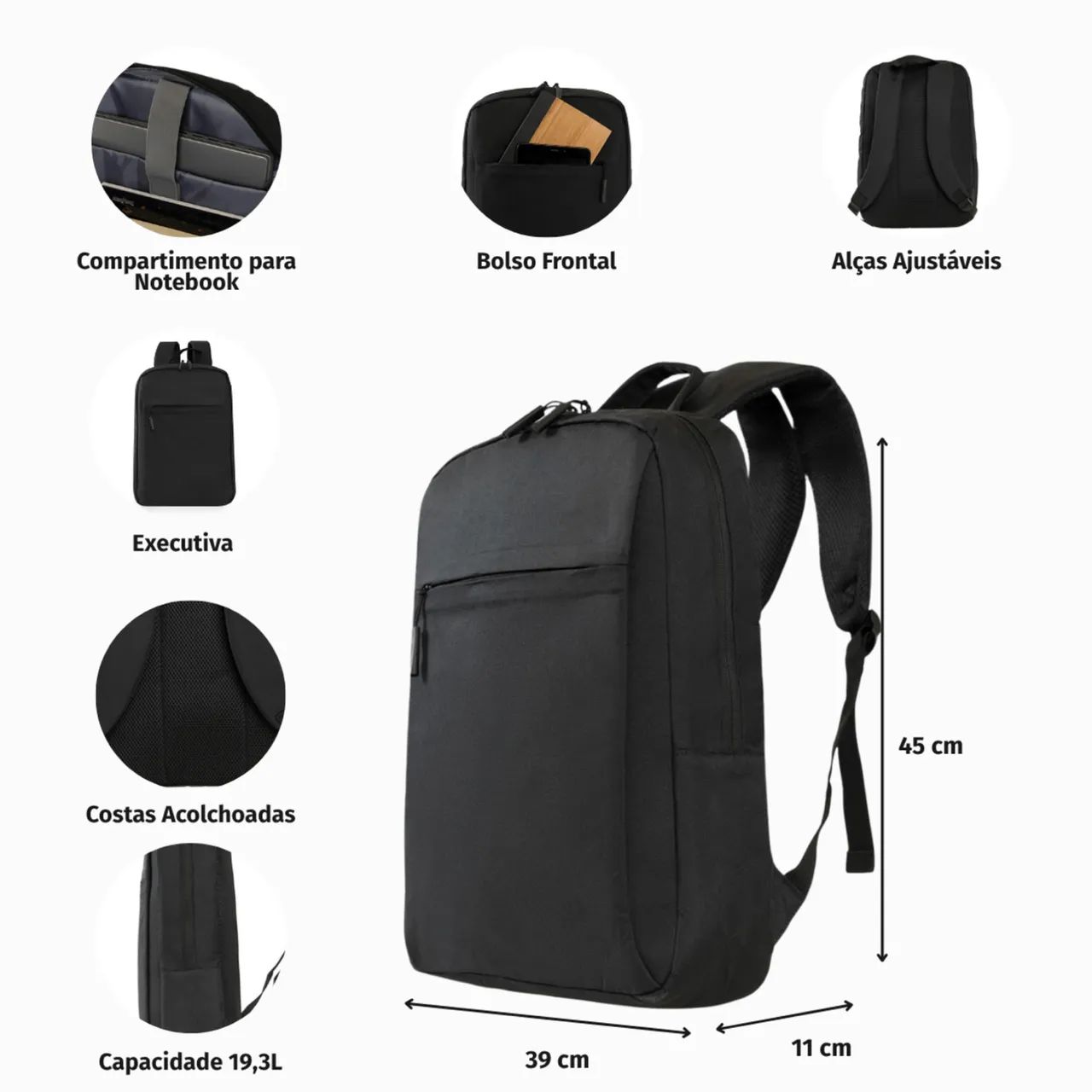 Mochila Masculina Executiva Para Notebook Slim Horizonte - Foto 2