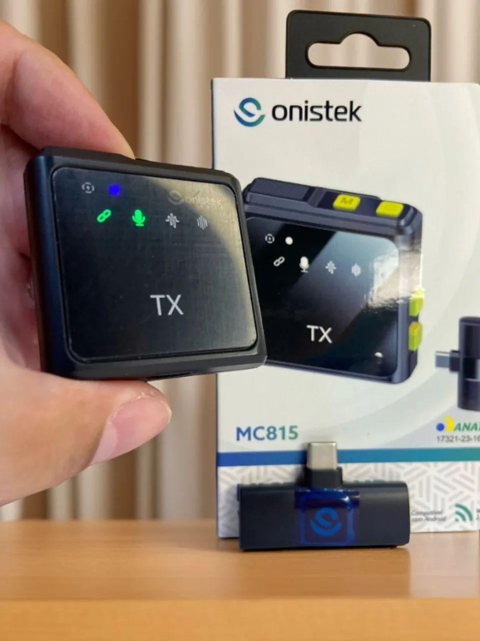 Microfone Lapela Wireless sem Fio tipo c Anatel - MC815 Onistek an7