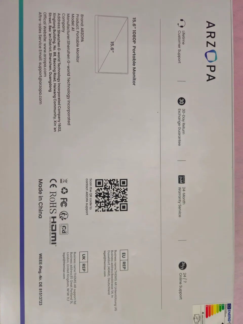Monitor Arzopa 15.6" 1080P Full Hd Modelo A1 - Foto 2