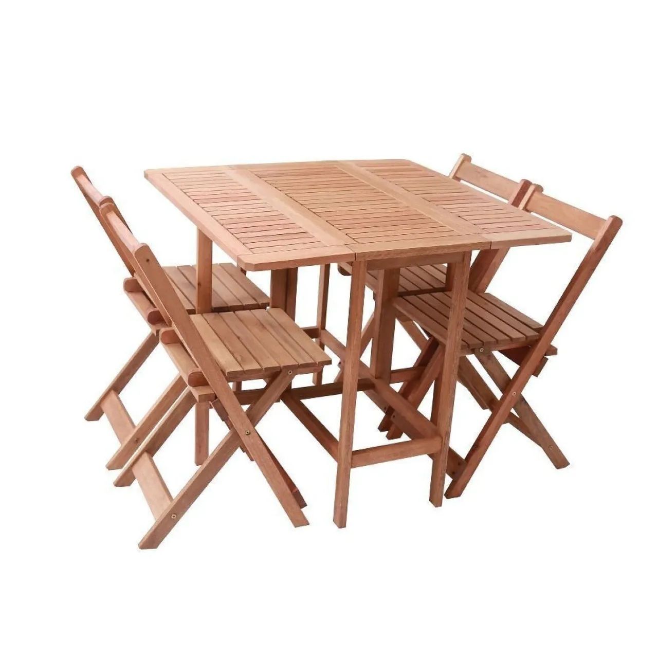 Conjunto dobrável - mesa e cadeiras de madeira
