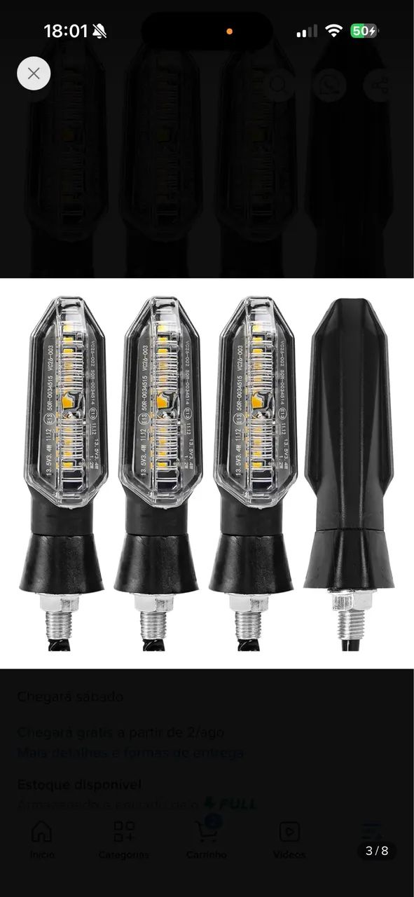Pisca seta led sequencial rosca Cb twister 250