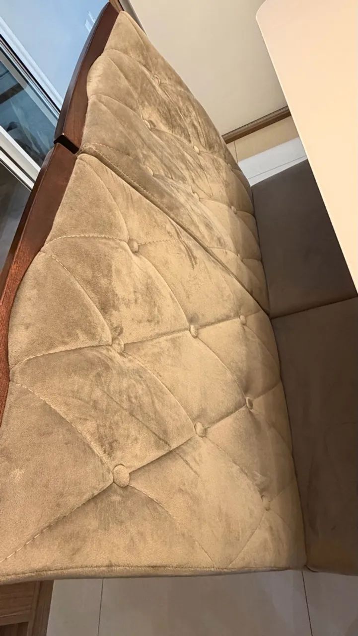 Conjunto de 8 cadeiras - Suede Bege Capitonê  - Foto 2