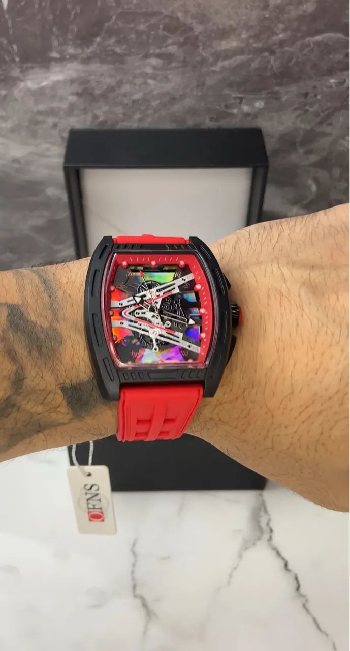 Relógio Rm Holográfico Vermelho - Foto 2