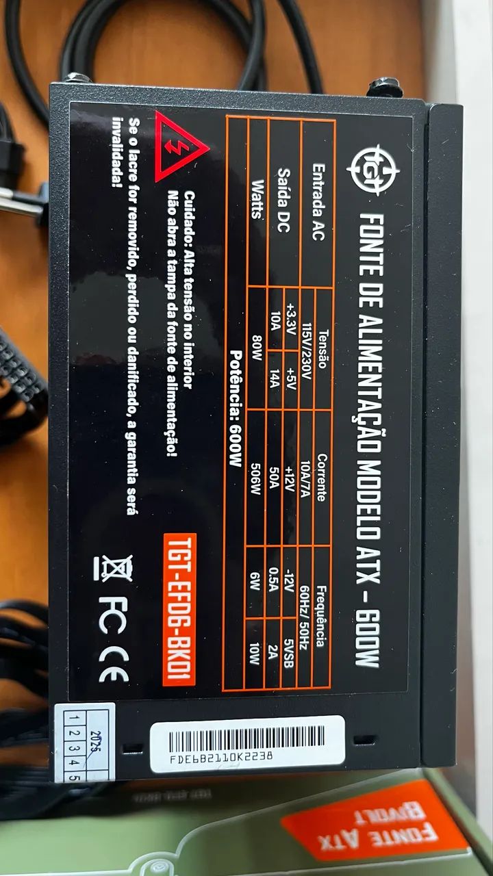 FONTE TGT ENFIELD, 600W, ATX BIVOLT, PRETO, TGT-EFD6-BK01  - Foto 4