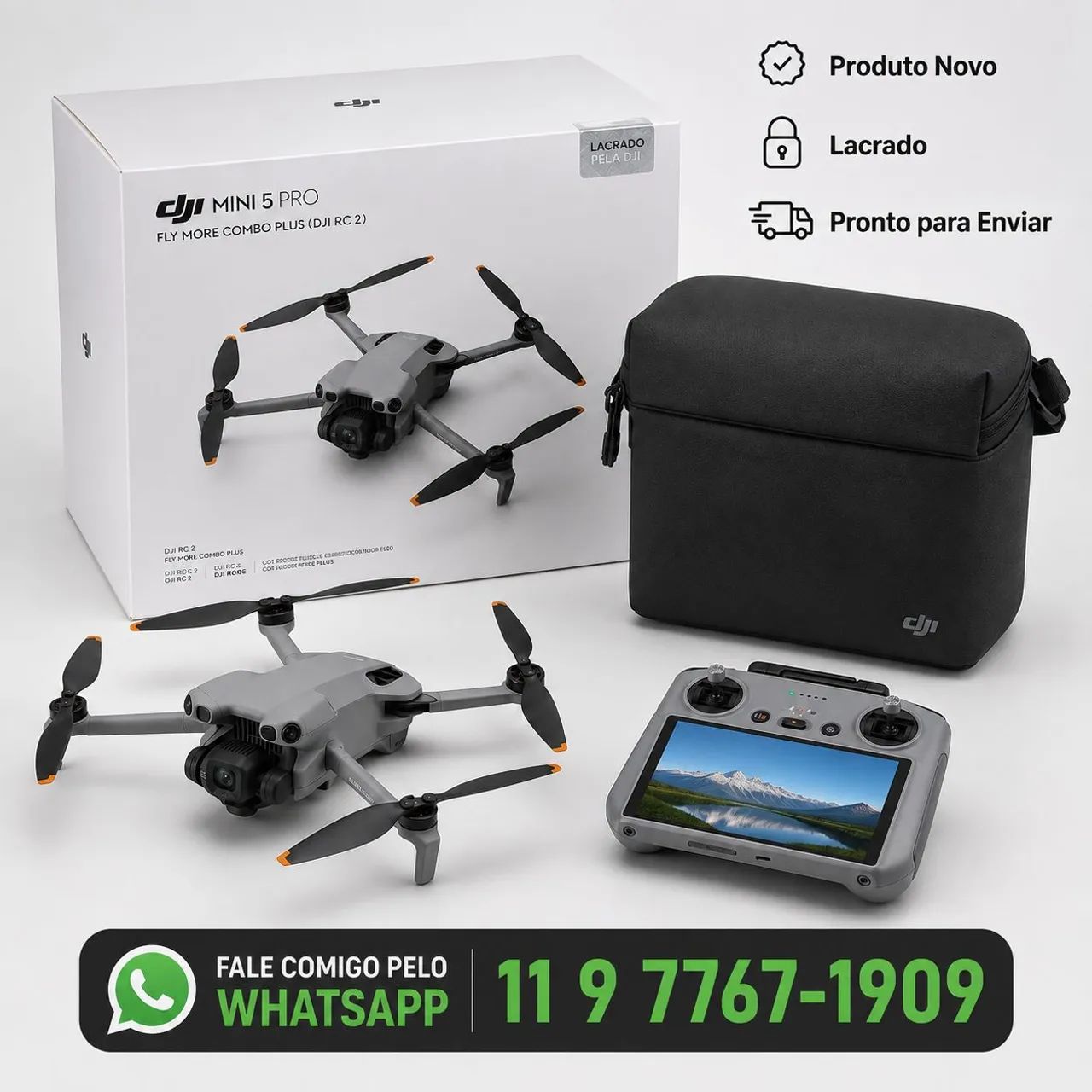 Drone DJI Mini 5 Pro Fly More Combo Plus DJI RC 2 - Novo Lacrado