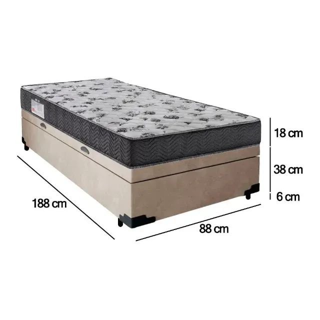 Kit Cama Base Baú Bege + Colchão Solteiro D20 - Foto 2