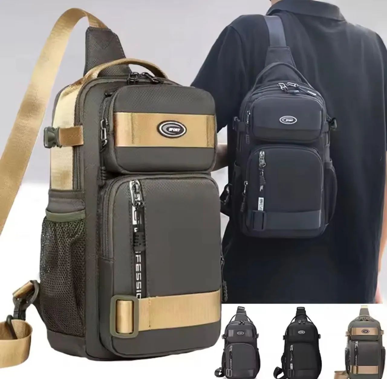 Bolsa de Ombro Casual para Homens, Bolsa Transversal Leve - Foto 5