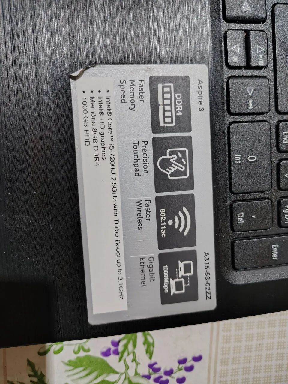 Notebook Aspire 3 A315-53-52ZZ 1TG 8Gb RAM c/ Windows 11 e entrada HDMI - Foto 3