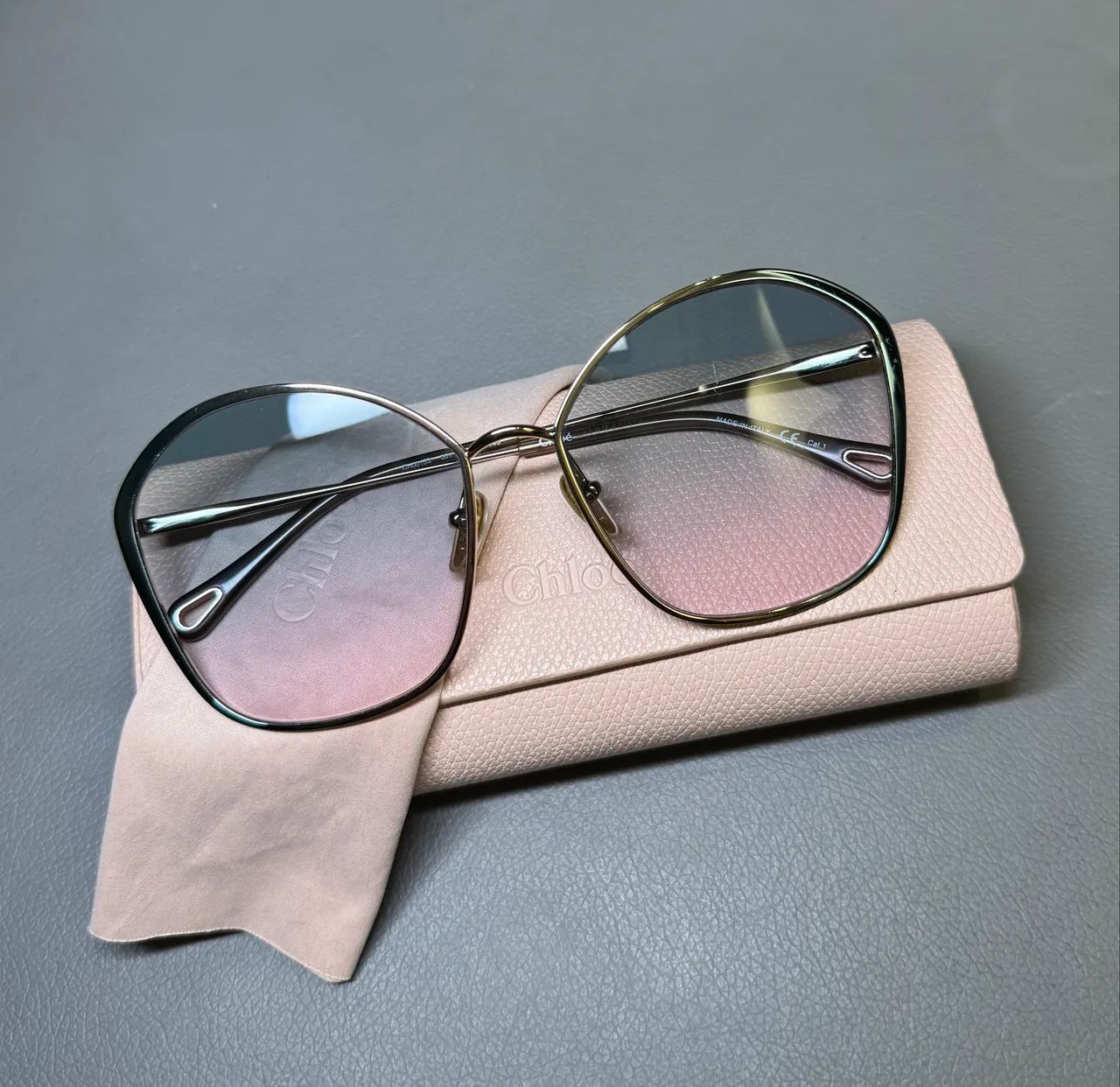 Óculos de sol CHLOÉ CH0015S degradê azul - Foto 4