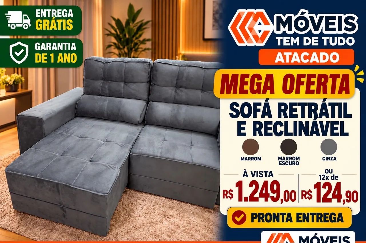 Sofá Retrátil e Reclinável de Mega Oferta