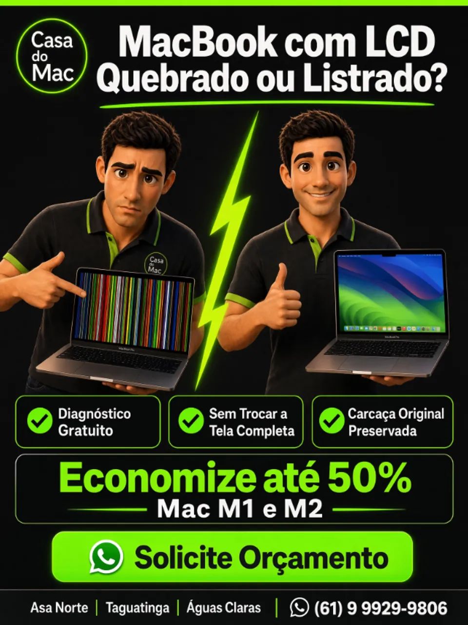 Troca e Reparos de Tela para MacBook Pro (2016-202026) M1 M2 INTEL