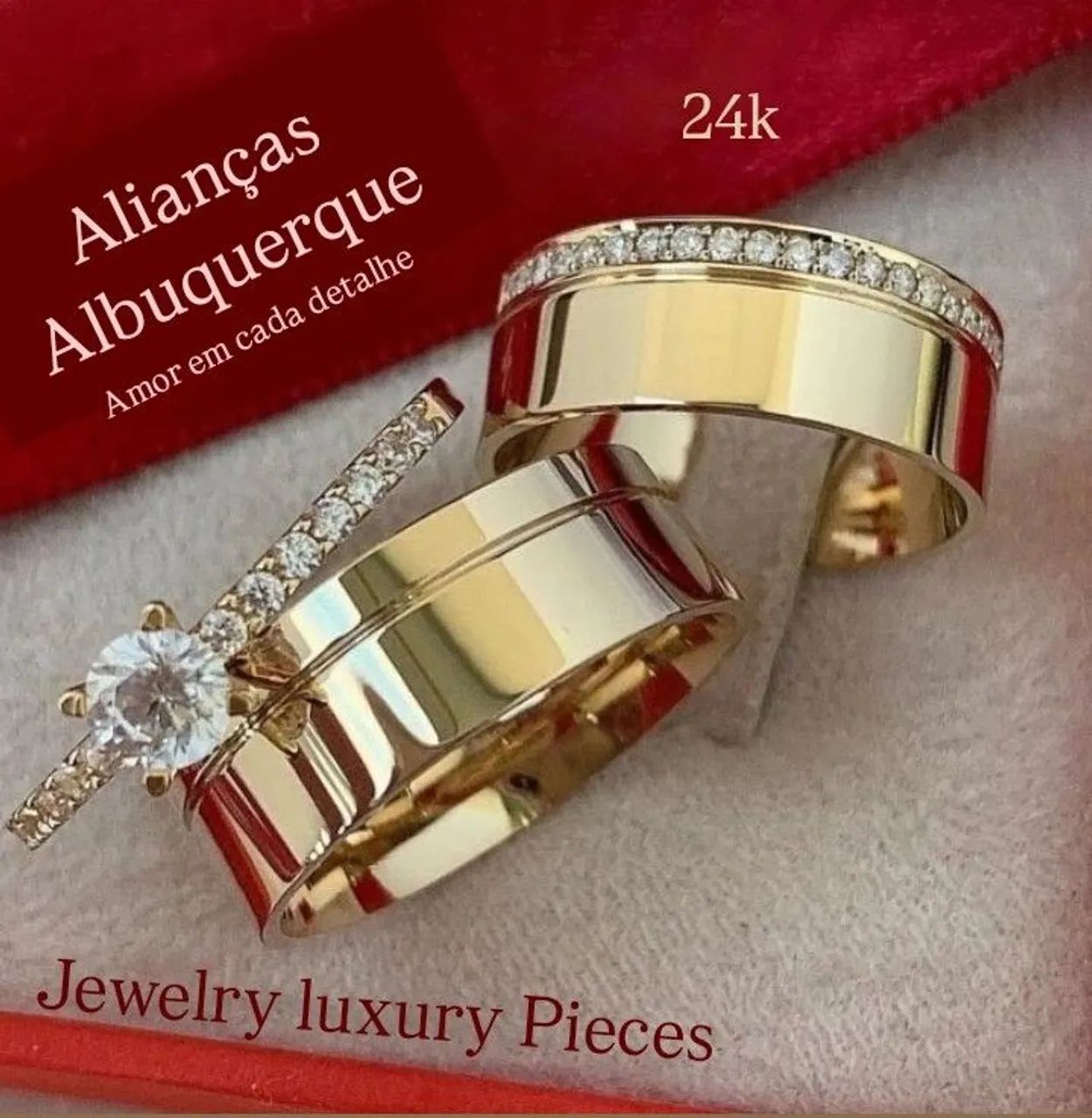KIT DE ALIANÇAS NOIVADO E CASAMENTO 