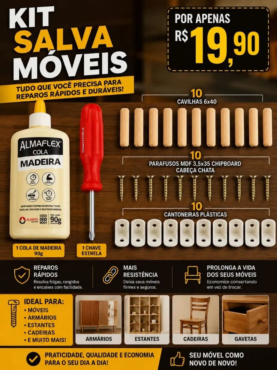 Kit de reparo pra móveis 
