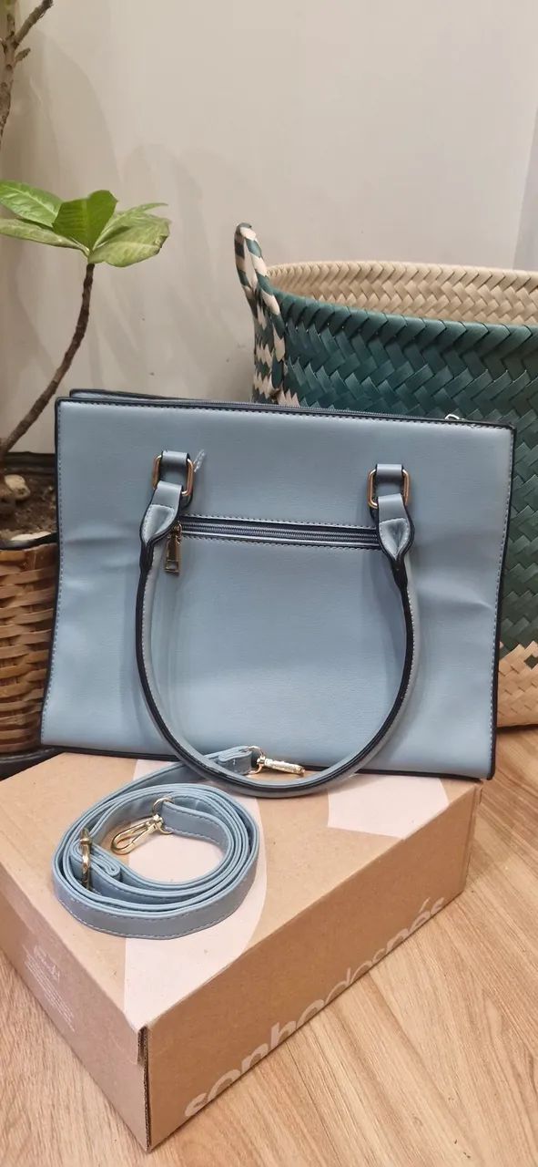 Bolsa feminina Alça Ombro e de Mão/ Azul  - Foto 4
