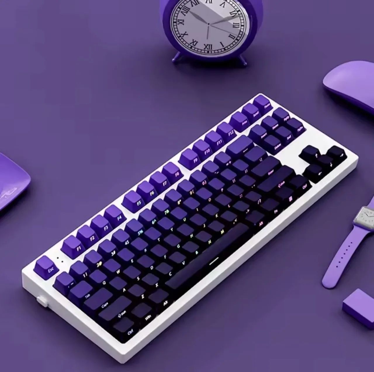 KIT 136 KEYCAPS PURPLE GRADIENTE PBT DOUBLE SHOT - Foto 4