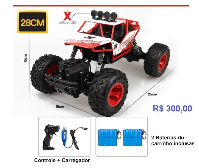 Carrinho de Controle Remoto Off Road bateria Recarregável - Camilo's  Variedades