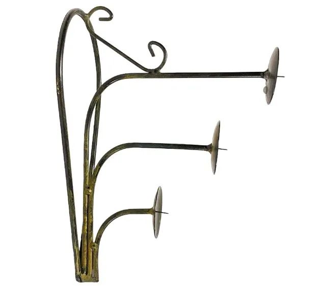 Imponente e antigo castiçal três velas Arte Deco forjado Ferro forget patinado Descrição - Foto 6