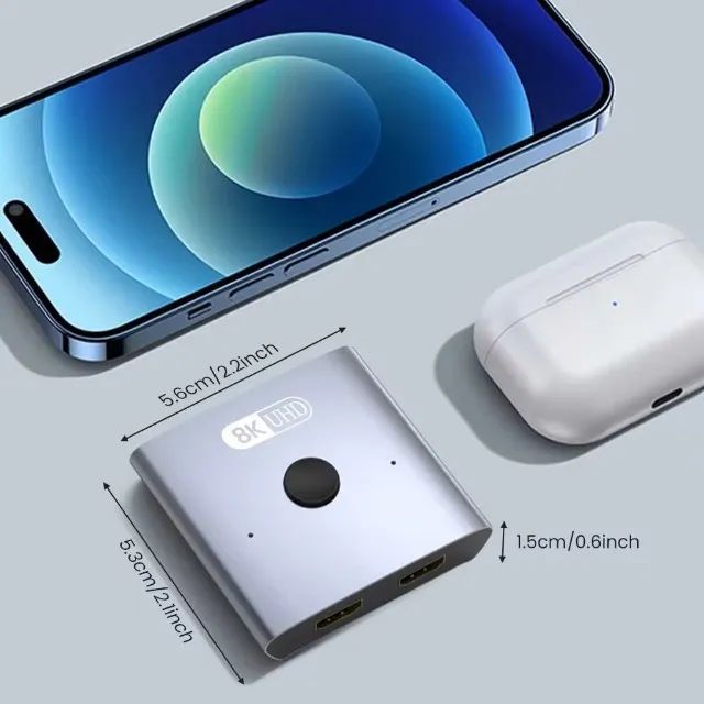 Divisor bi-direcional HDMI 2.1 Switch Splitter, 2 em 1 saída, Ultra HD, 4K @ 120Hz, 8K @ 6 - Foto 3