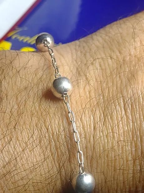 Pulseira Bola Prata 950 Bolas 7 mm Peso 4.40 Gramas 19 Cm                                  - Foto 5