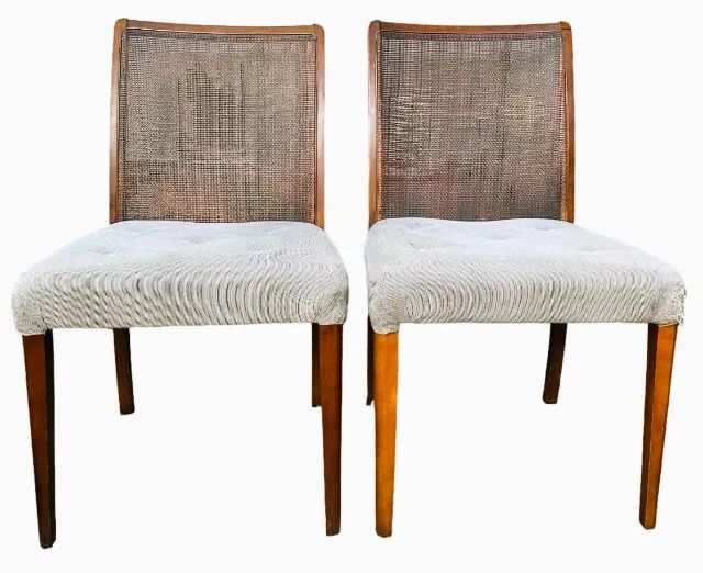 Par Cadeiras Design contemporâneo assento estofado encosto de palha com trama tailandesa * - Foto 4