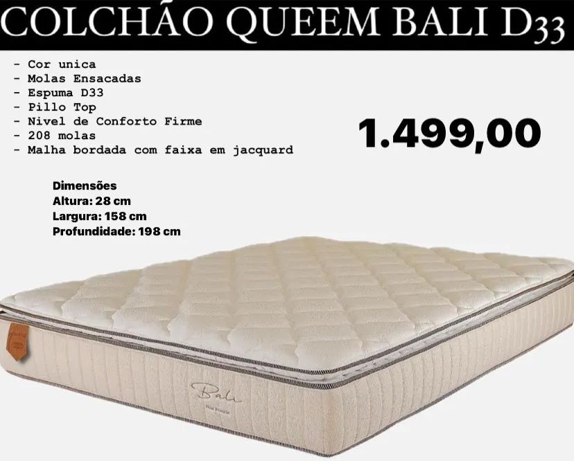 Colchão de molas Queen bali espuma D33 - FRETE GRÁTIS 