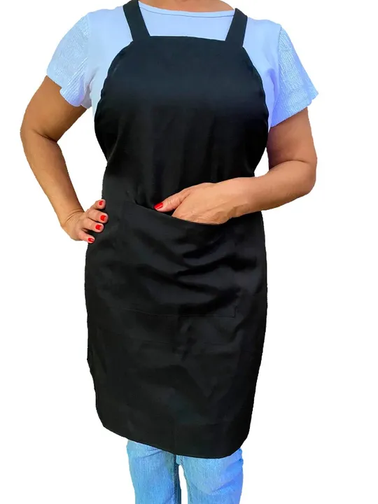 Avental Cozinha Garçom Restaurante Lanchonete Bolso Oxford Liso Preto