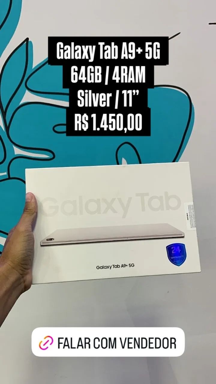 Galaxy Tab A9 + 5G / 64GB 4GB RAM / Silver / 11 Polegadas / Garantia / $1.450,00