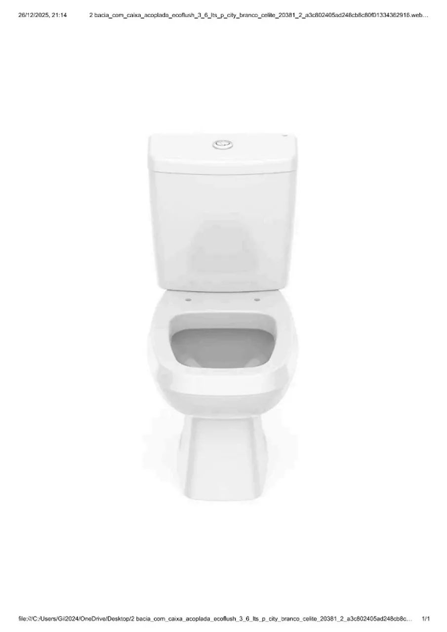 Bacia Com Caixa Acoplada Ecoflush 3/6 Lts P City Branco Celite - Foto 2