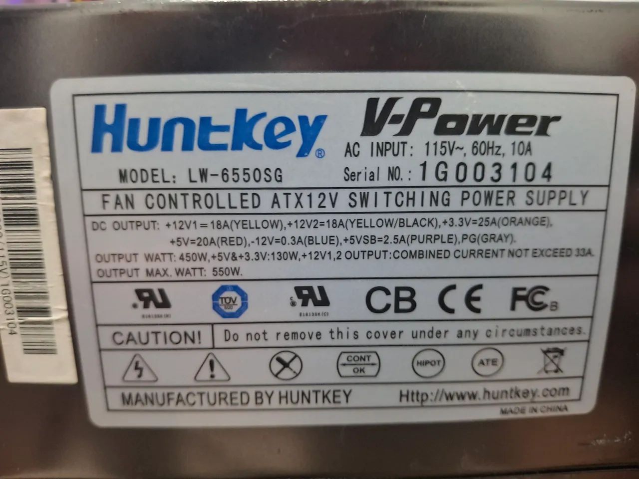 Fonte Huntkey V-Power LW-6550SG  - Foto 2