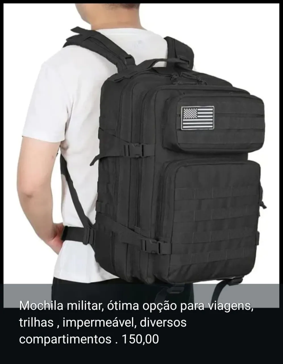 Mochila Militar Tática - Impermeável e Multi Compartimentos