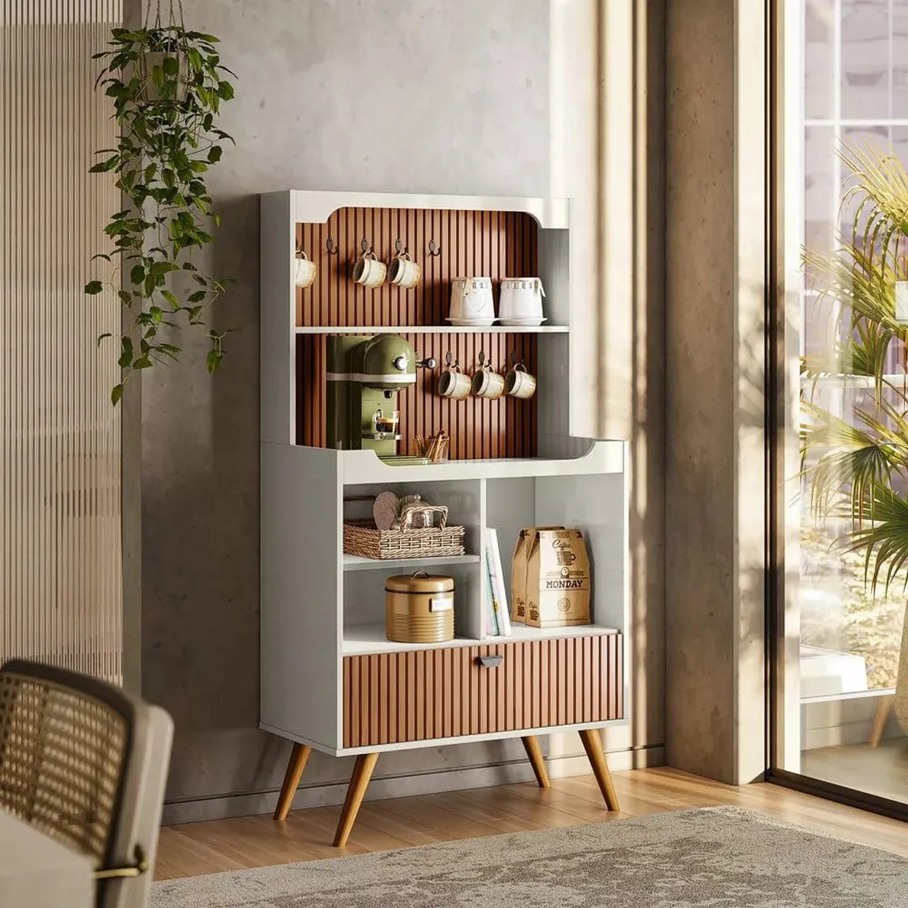 Móvel Organizador para Café e Cozinha - Design Moderno
