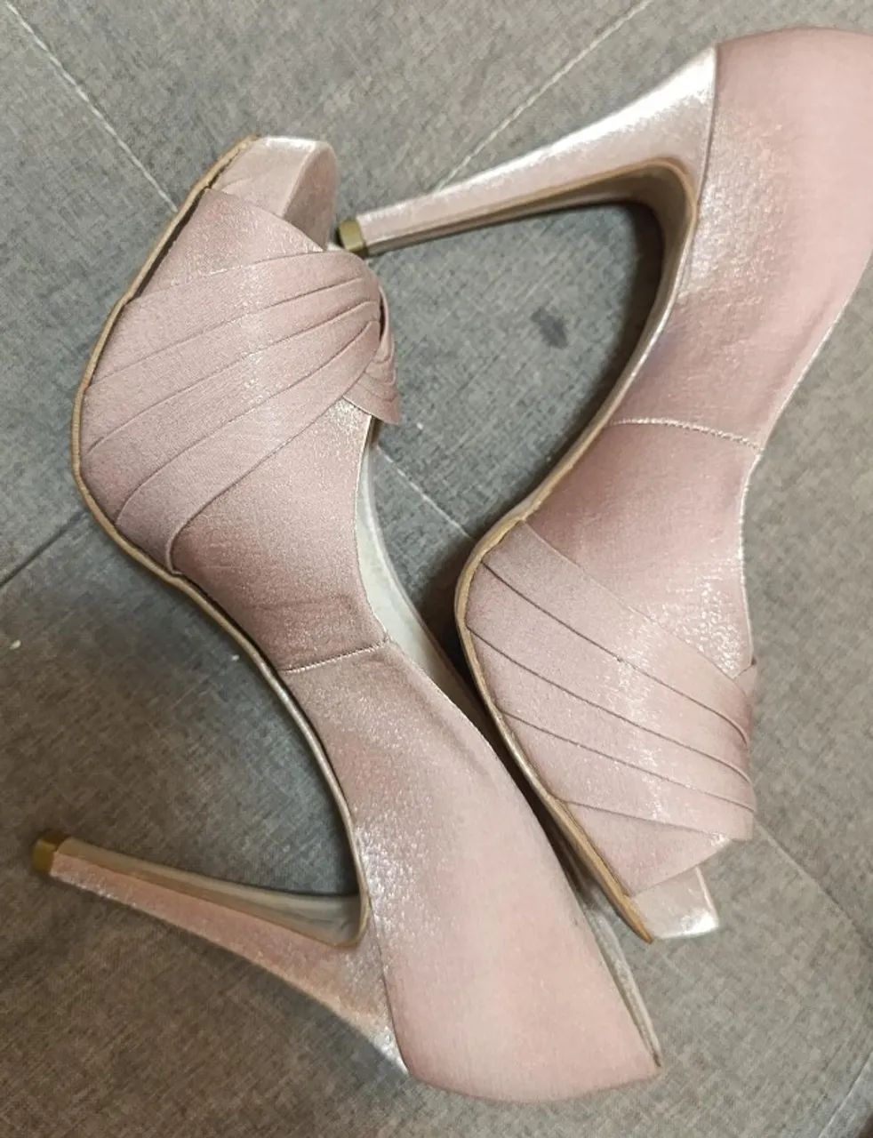 Sapato peep-toe tecido - Foto 4