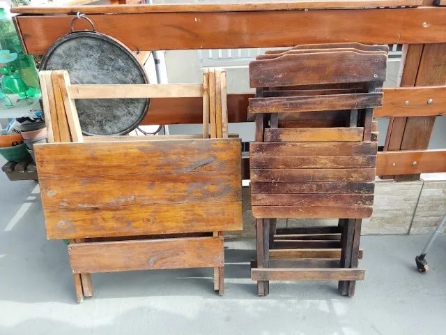 Mesa Madeira e 3 cadeiras Dobraveis Pinus - Foto 5