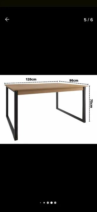 Mesa de Jantar Retangular em Madeira com Pernas de Ferro