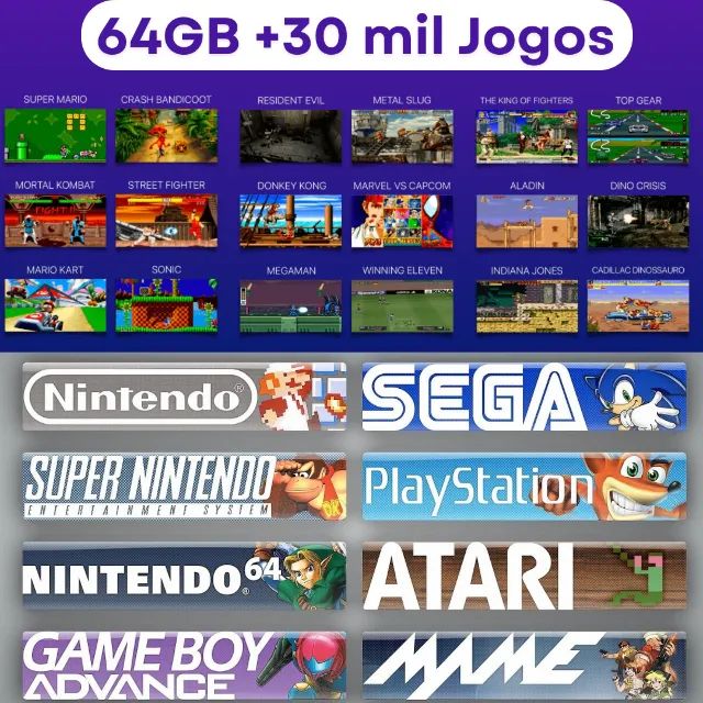 Game Retrô 4K +30mil Jogos Retrô Clássicos 2 Controles Sem Fio - Frete Grátis - Foto 2