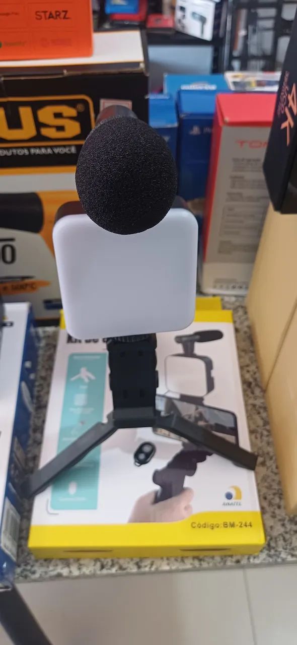 Kit Microfone e Iluminador para Streaming e Vídeos