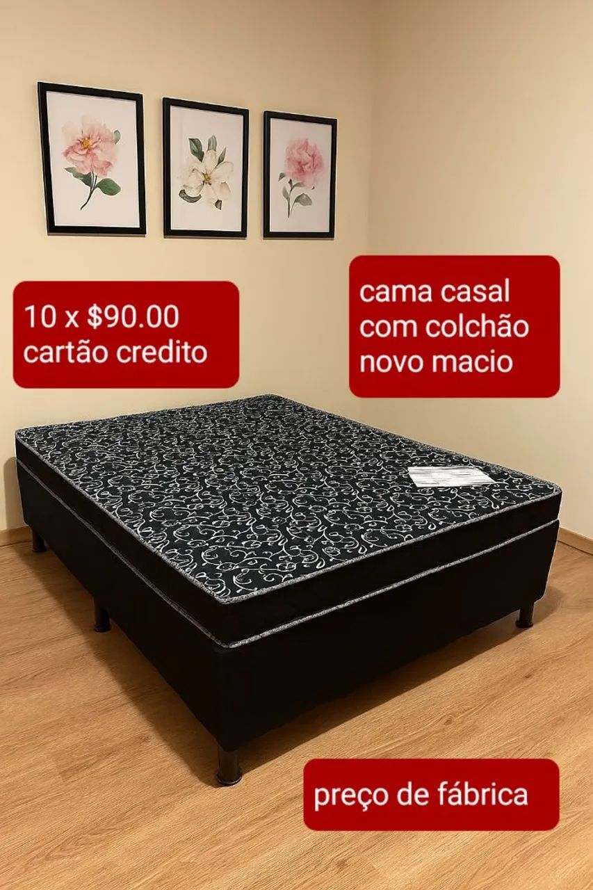 Cama casal nova em 10 X $90.00 cartão de crédito promoção 