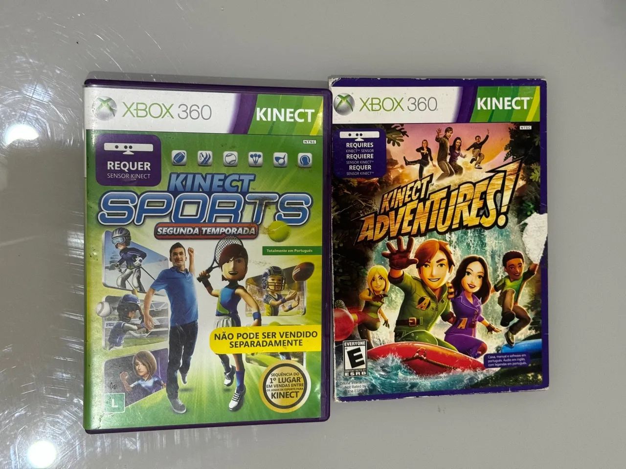 2 jogos (Kinect Sports 2 e Kinect Adventures para Xbox 360)