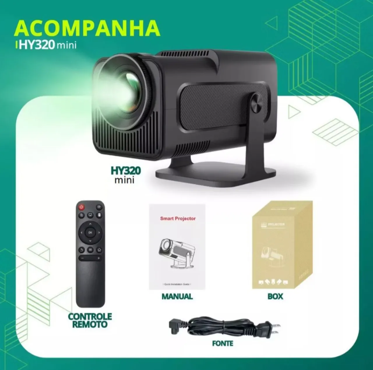 Mini Projetor HY320 - Clima de cinema e nostalgia